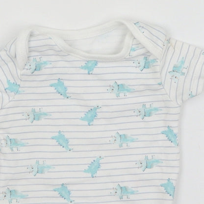 George Baby White Striped  Romper One-Piece Size 3-6 Months  - Dinosaurs