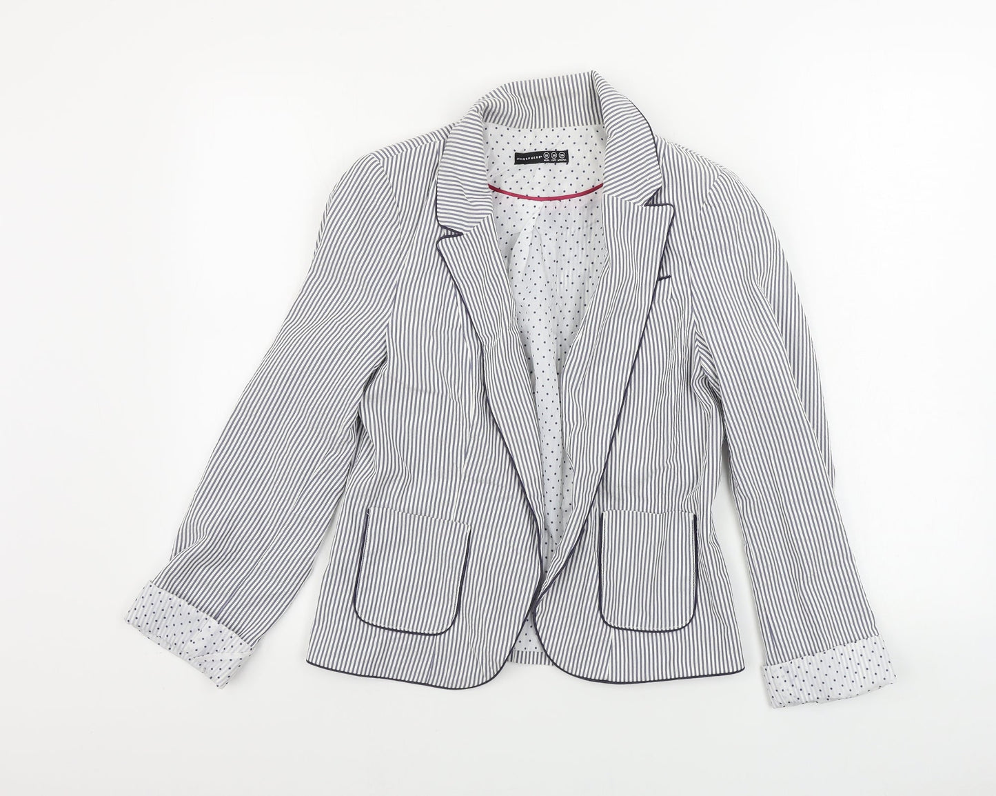 Atmosphere  Womens White Striped  Jacket Blazer Size 10