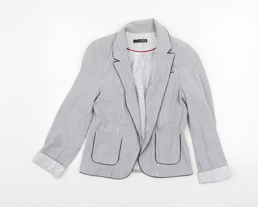 Atmosphere  Womens White Striped  Jacket Blazer Size 10