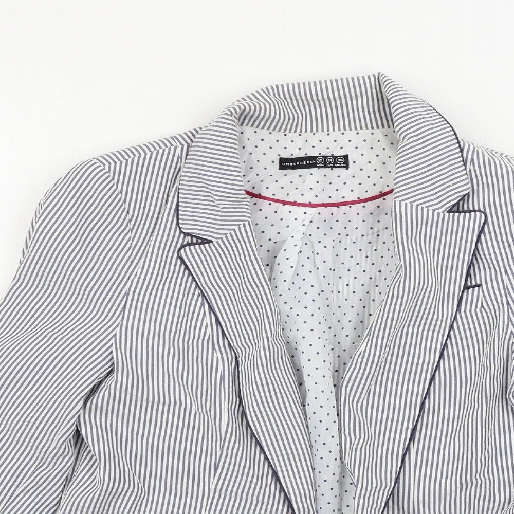 Atmosphere  Womens White Striped  Jacket Blazer Size 10