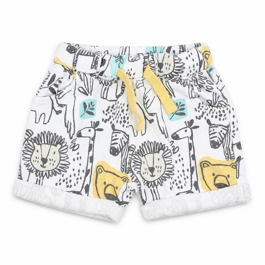 Front view of Marks & Spencer Baby White Trousers, size 0-3, Months - animals