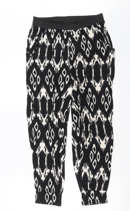 Liquid Womens Black Geometric  Trousers  Size M L27 in