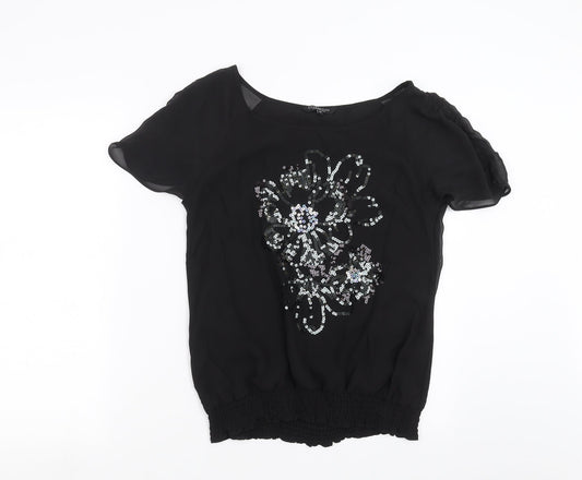 Womens UK Size 10 Debenhams Black Basic Blouse
