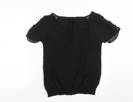 Womens UK Size 10 Debenhams Black Basic Blouse