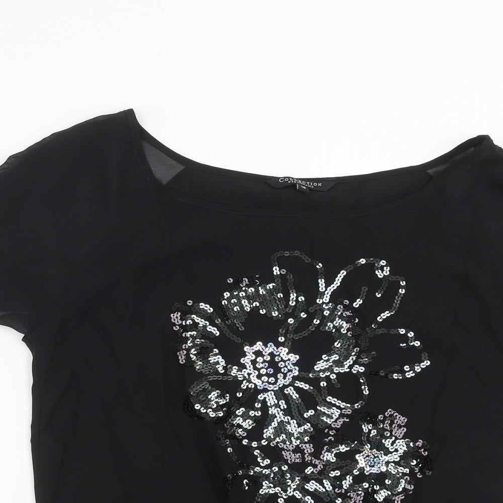 Womens UK Size 10 Debenhams Black Basic Blouse