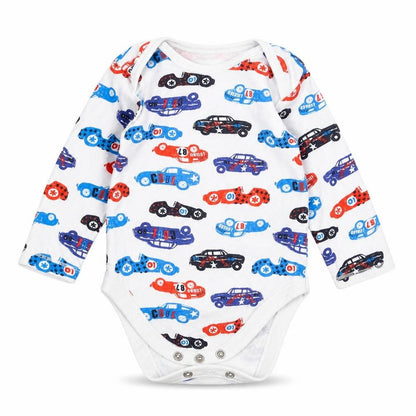 Nutmeg Baby White   Babygrow One-Piece Size 3-6 Months  - cars