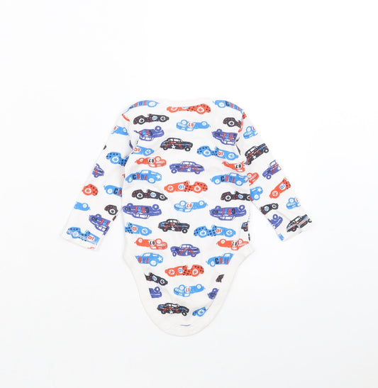Nutmeg Baby White   Babygrow One-Piece Size 3-6 Months  - cars