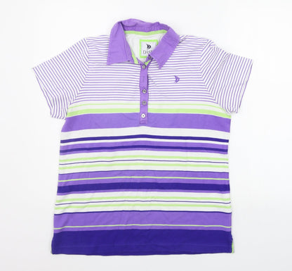 DASH Mens Purple Striped   Polo Size 16