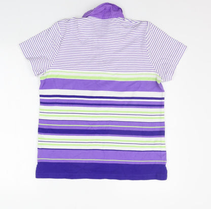 DASH Mens Purple Striped   Polo Size 16