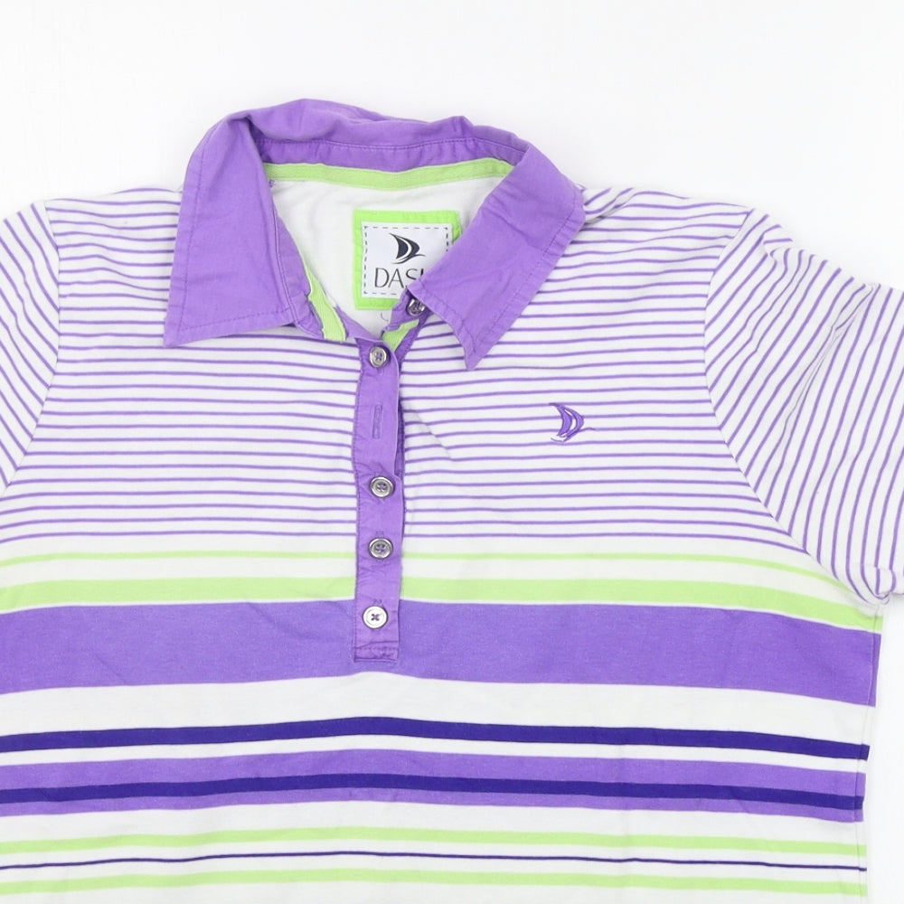 DASH Mens Purple Striped   Polo Size 16