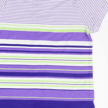 DASH Mens Purple Striped   Polo Size 16