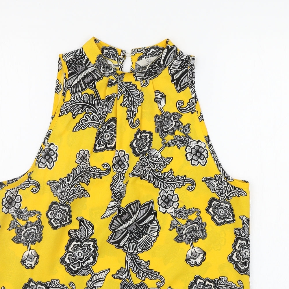 Womens UK Size 12 Peacocks Yellow Basic Blouse