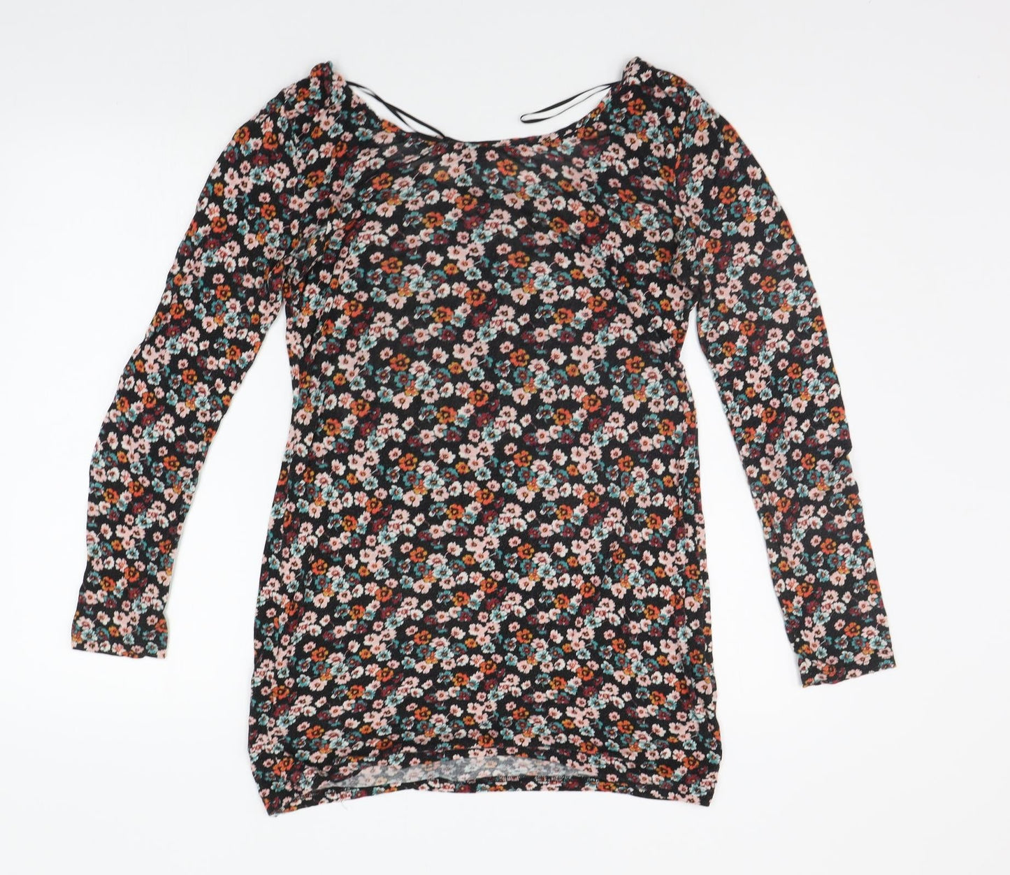 Divided Womens Black Floral  A-Line  Size 10