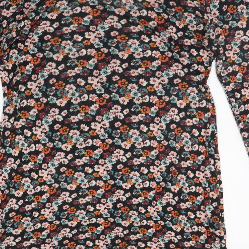 Divided Womens Black Floral  A-Line  Size 10