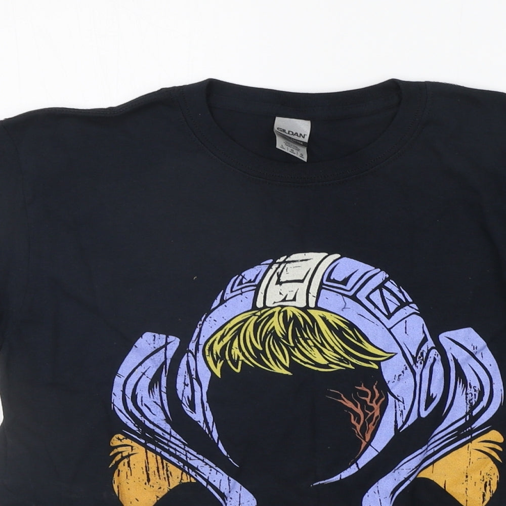 Womens UK Size L Gildan Blue Basic T-Shirt