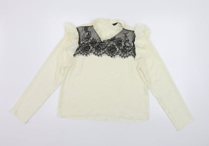Zara Womens Yellow Geometric  Basic Blouse Size S