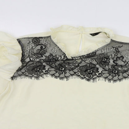 Zara Womens Yellow Geometric  Basic Blouse Size S