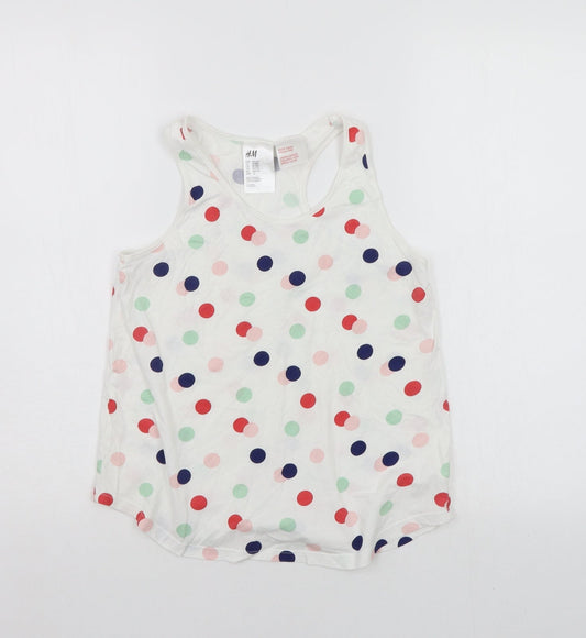 H&M Girls White Polka Dot  Basic Tank Size 11-12 Years