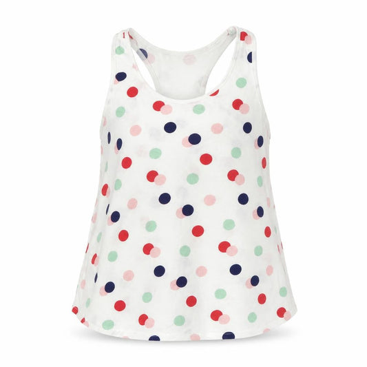 Front view of H&M girls’ white polka dot basic tank, size 11-12, years