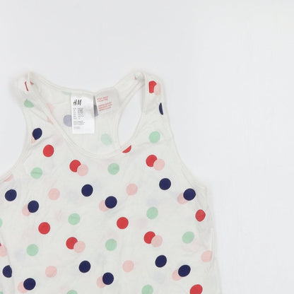 H&M Girls White Polka Dot  Basic Tank Size 11-12 Years