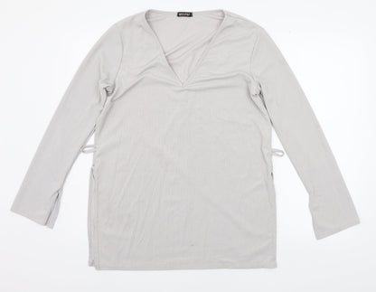 Womens UK Size 12 Misspap Grey Basic T-Shirt