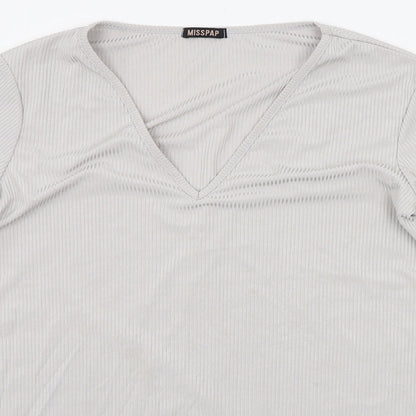 Womens UK Size 12 Misspap Grey Basic T-Shirt