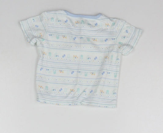 Marks and Spencer Baby White Geometric  Basic T-Shirt Size 3-6 Months