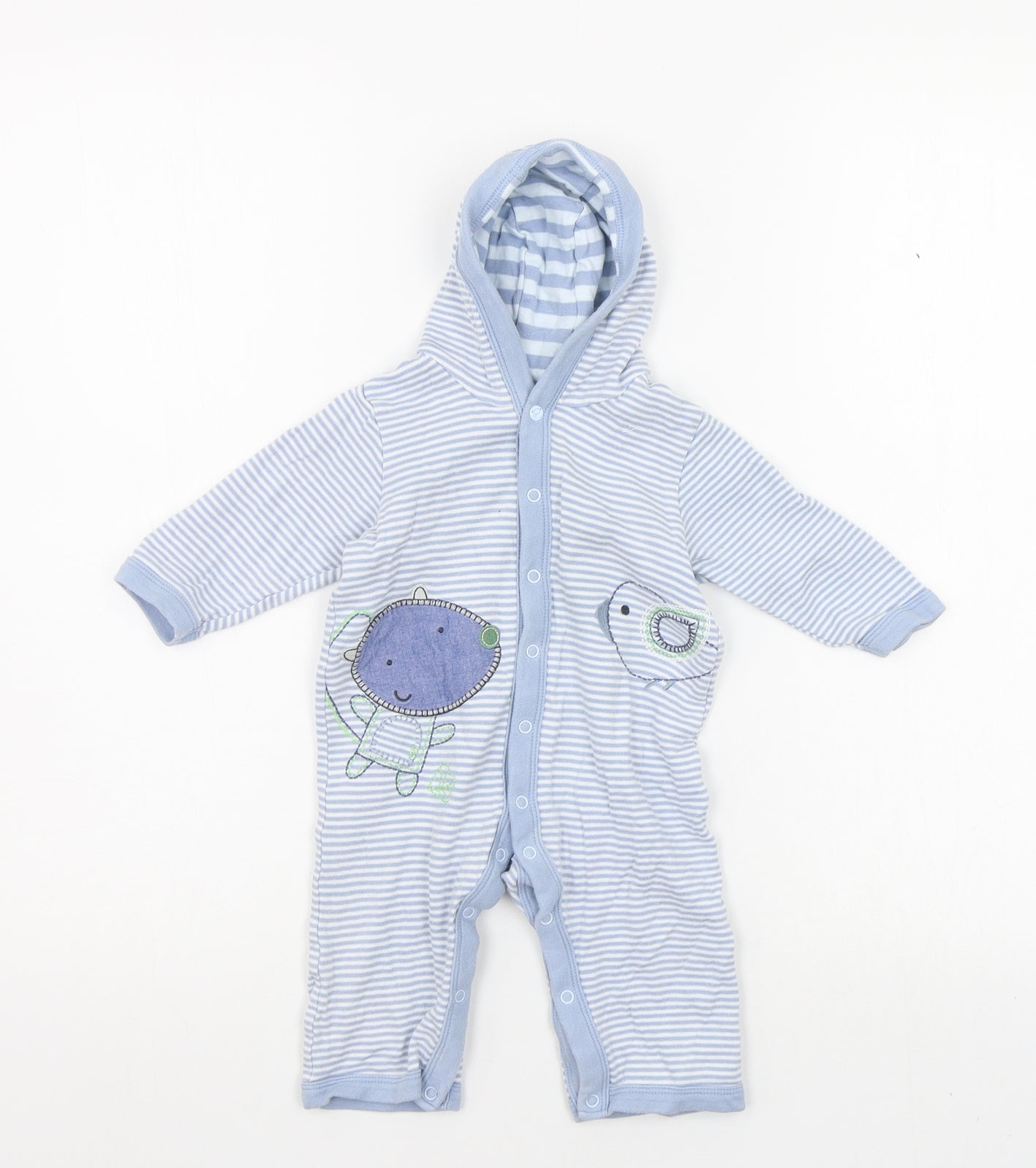Marks and Spencer Baby Blue Striped  Babygrow One-Piece Size 3-6 Months