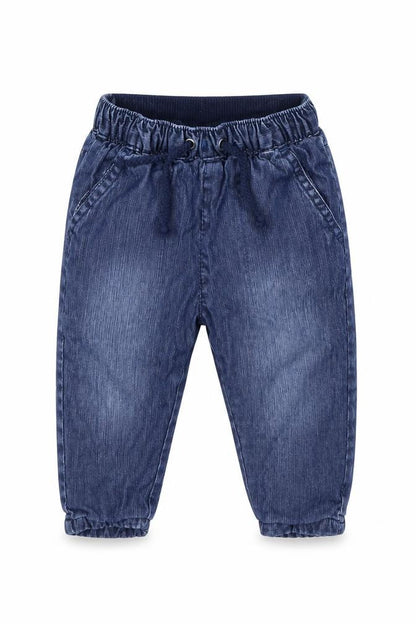 Front view of Mothercare Baby Blue Jogger Jeans, size 3-6, Months