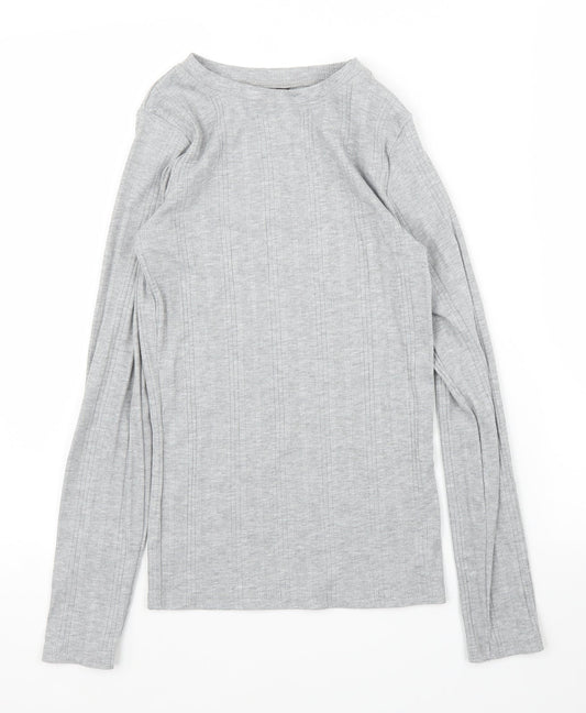 Womens UK Size 8 New Look Grey Basic T-Shirt