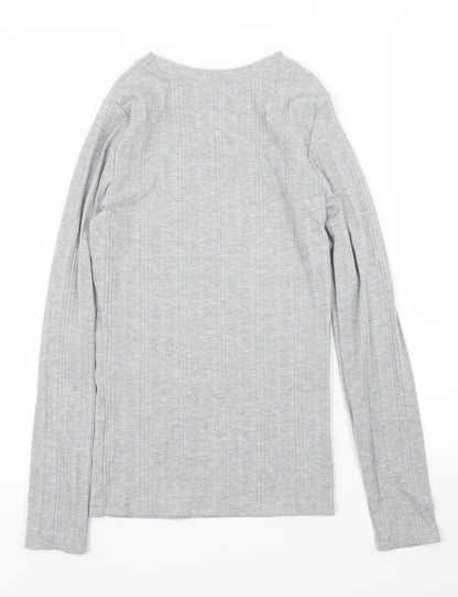 Womens UK Size 8 New Look Grey Basic T-Shirt
