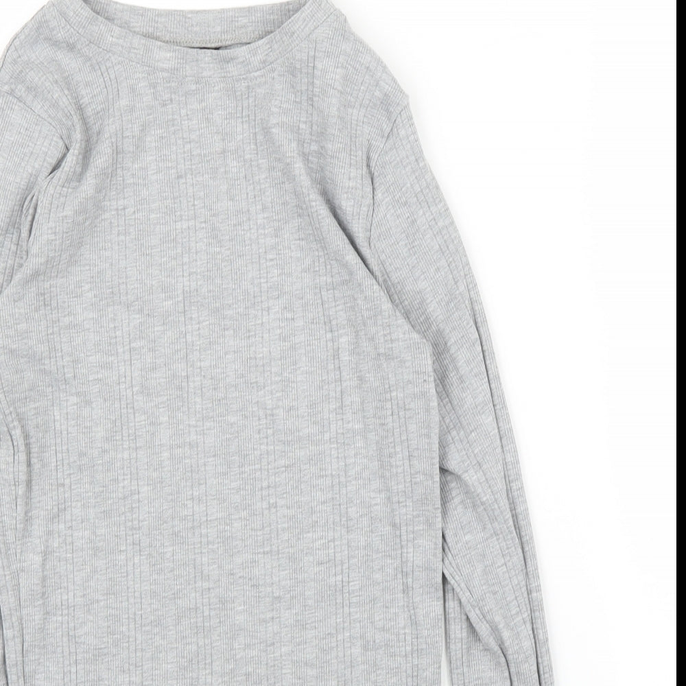 Womens UK Size 8 New Look Grey Basic T-Shirt