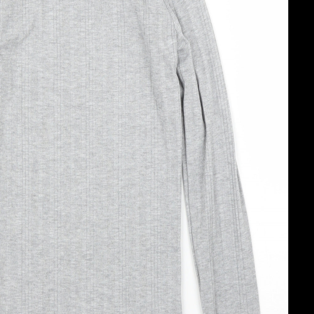 Womens UK Size 8 New Look Grey Basic T-Shirt