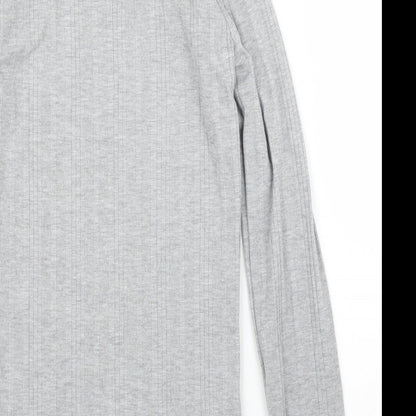 Womens UK Size 8 New Look Grey Basic T-Shirt