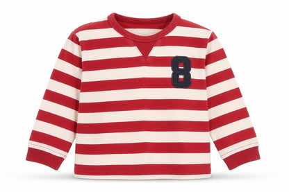 Next Girls Red Striped  Basic T-Shirt Size 9-12 Months