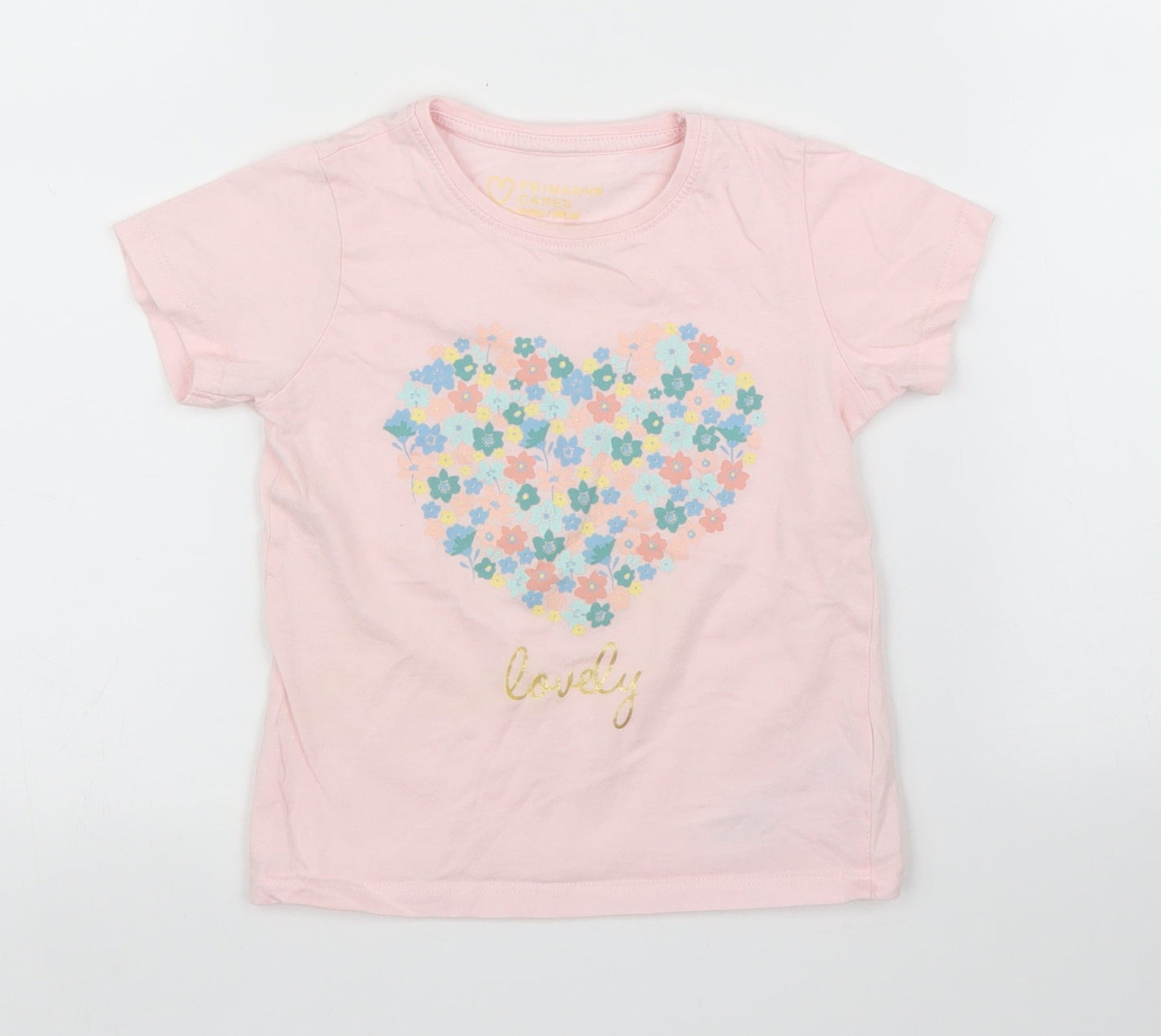 Primark Girls Pink Floral  Basic T-Shirt Size 24 Months