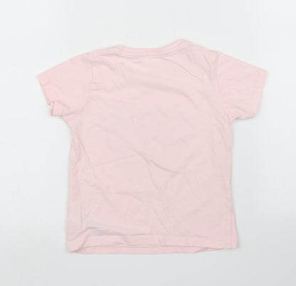 Primark Girls Pink Floral  Basic T-Shirt Size 24 Months
