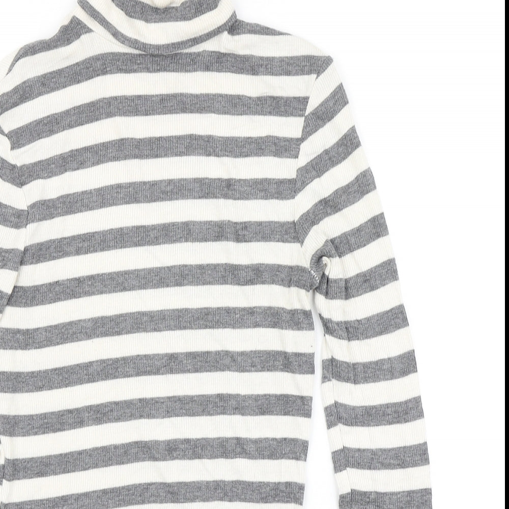 F&F Womens Grey Striped  Pullover Jumper Size 8