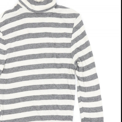 F&F Womens Grey Striped  Pullover Jumper Size 8