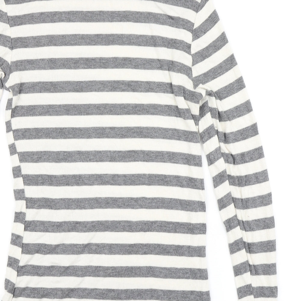 F&F Womens Grey Striped  Pullover Jumper Size 8