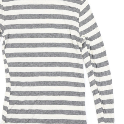 F&F Womens Grey Striped  Pullover Jumper Size 8