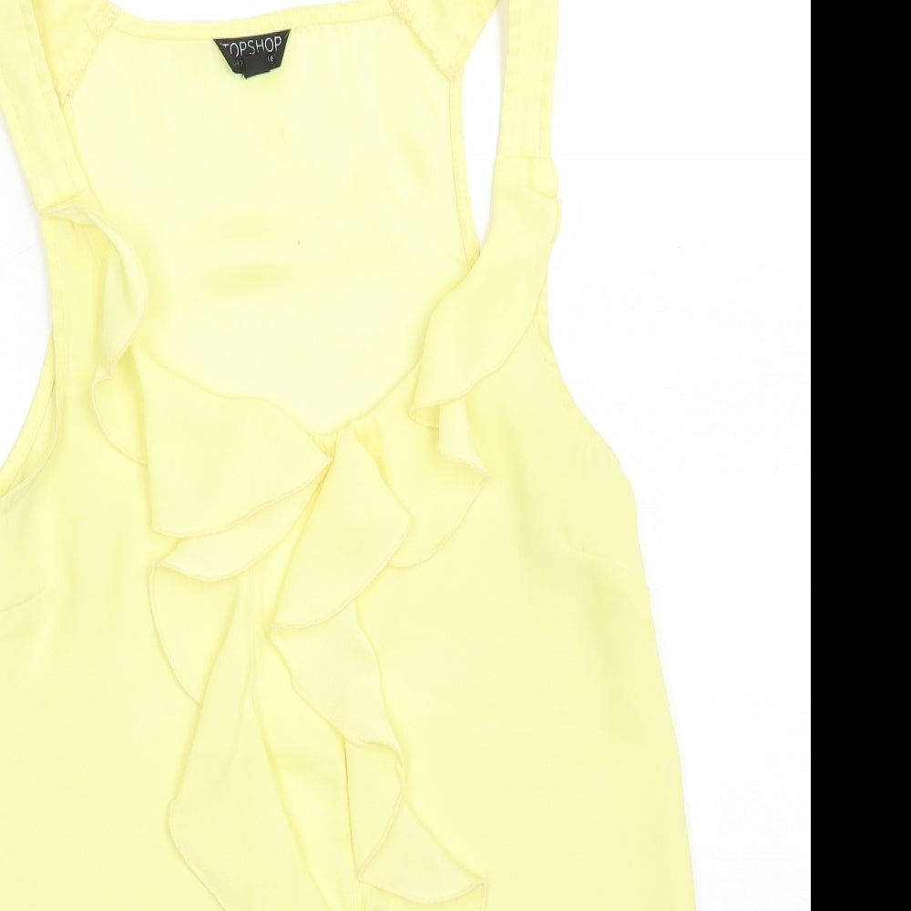 Womens UK Size 6 Topshop Yellow Basic Tank