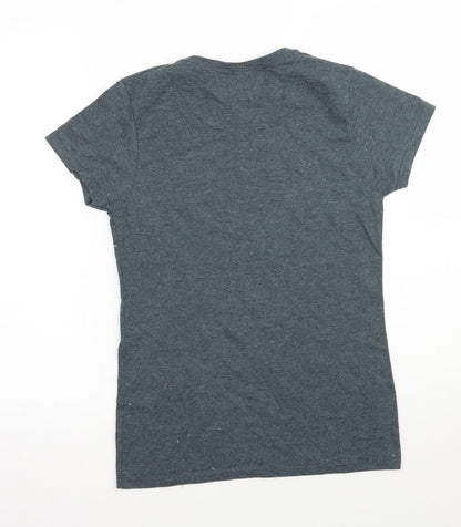 Womens UK Size S Gildan Blue Basic T-Shirt