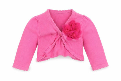 Front view of Matalan girls’ pink cardigan jumper, size 3-6, months