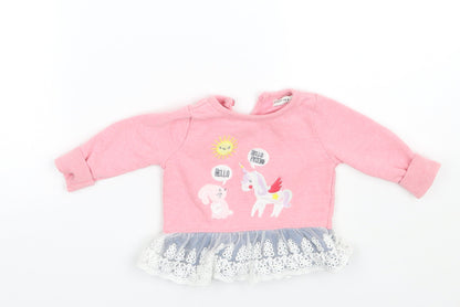 Crafted Girls Pink   Pullover Jumper Size 3-6 Months