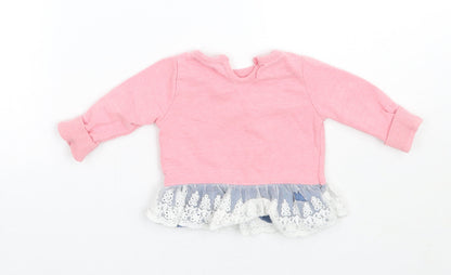 Crafted Girls Pink   Pullover Jumper Size 3-6 Months