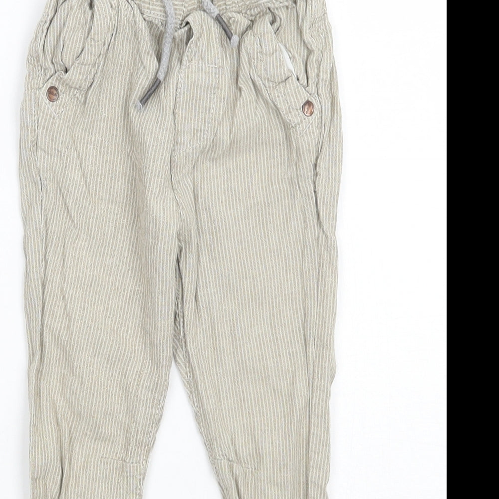 NEXT Boys Green Striped  Capri Trousers Size 12-18 Months