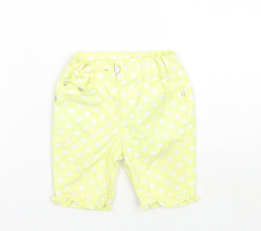 Cherokee Girls Yellow Polka Dot  Cropped Jeans Size 9-12 Months