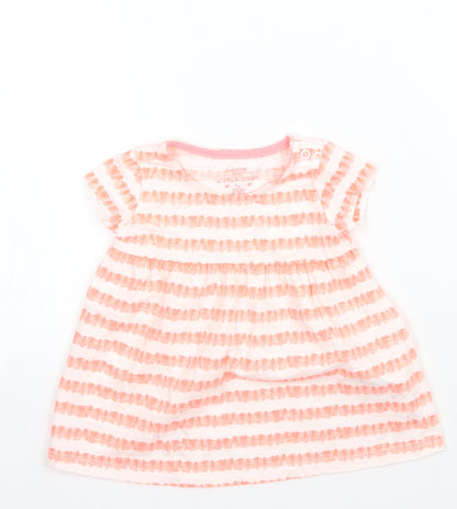F&F Girls White Striped  Basic Blouse Size 3-6 Months