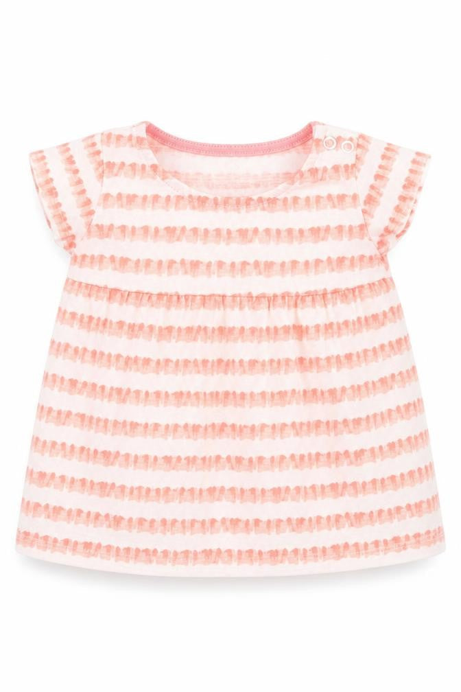 F&F Girls White Striped  Basic Blouse Size 3-6 Months
